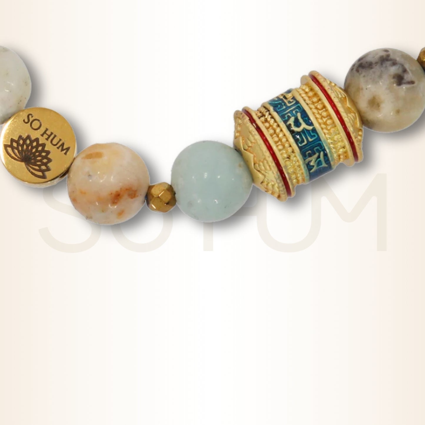 Brățară cu Angelit și mantra compasiunii Om Mani Padme Hum pentru protecție Divină