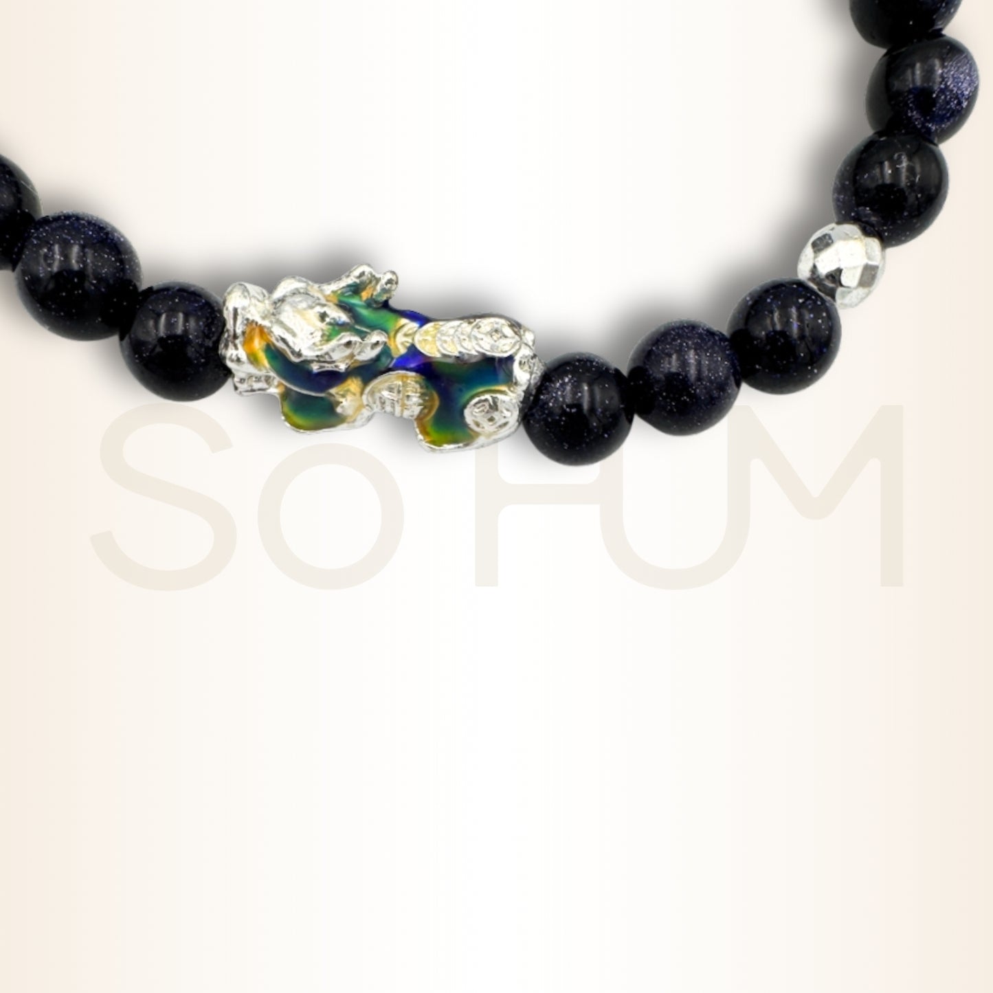 Brățară cu Blue Sandstone și Pi Xiu pentru claritate și alegeri financiare înțelepte