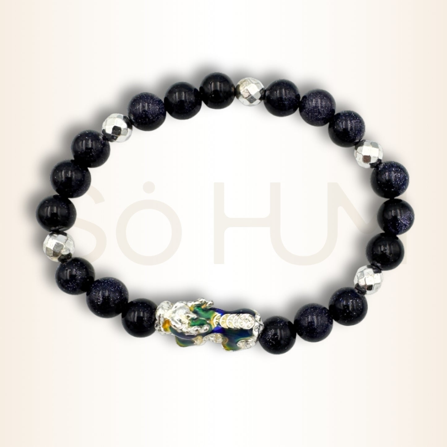 Brățară cu Blue Sandstone și Pi Xiu pentru claritate și alegeri financiare înțelepte