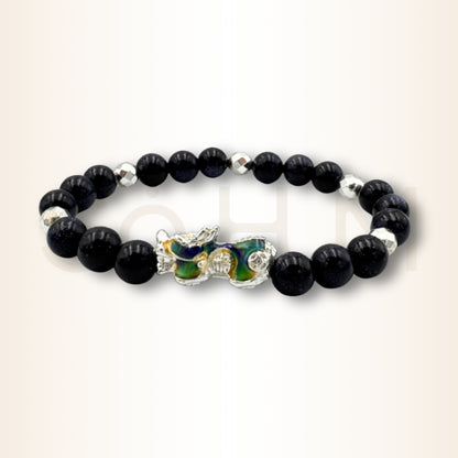 Brățară cu Blue Sandstone și Pi Xiu pentru claritate și alegeri financiare înțelepte