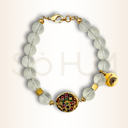 Brățară cu Cristal de stâncă și Hamsa pentru protecție energetică