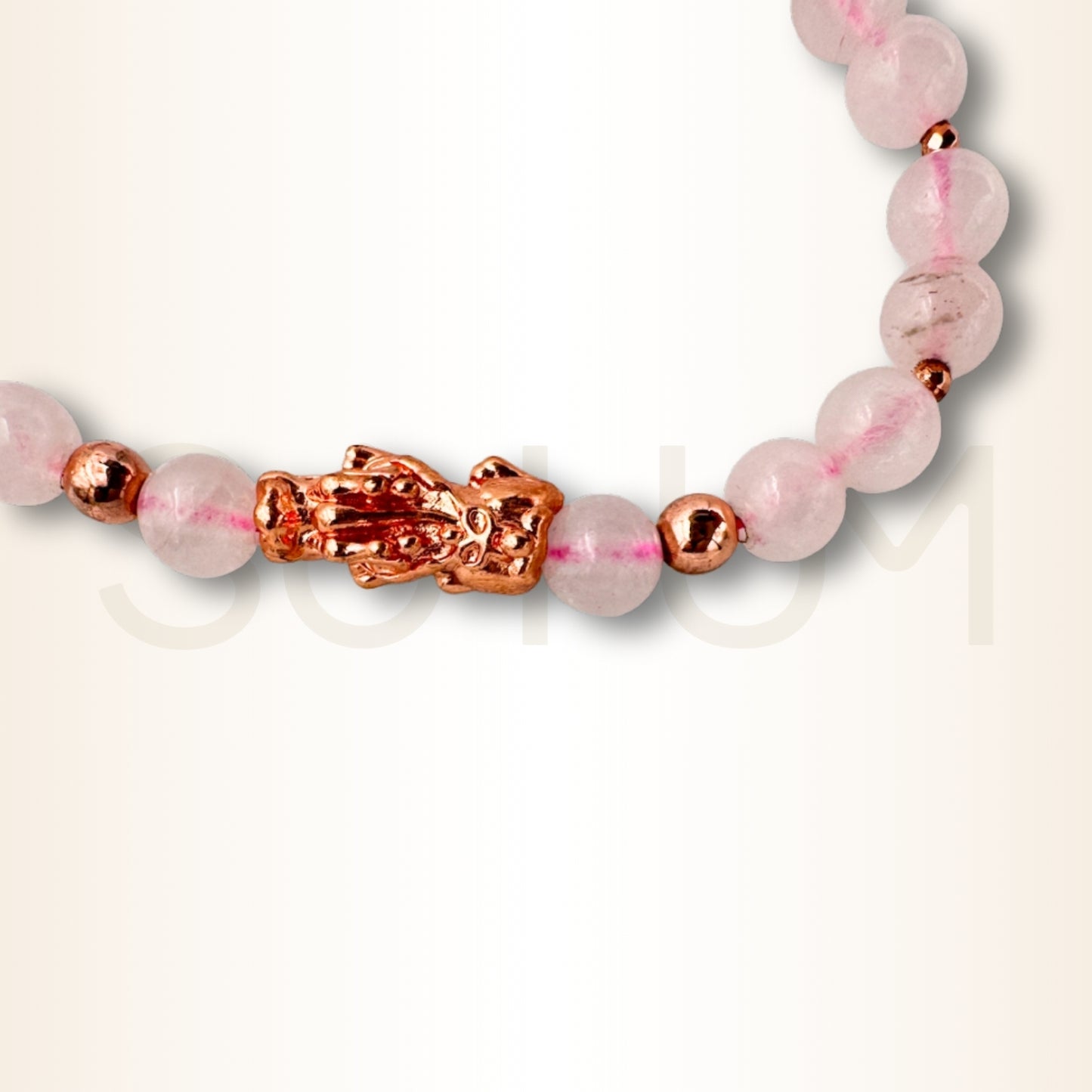 Brățară cu Cuarț Roz și Pi Xiu pentru noroc financiar și noroc în dragoste