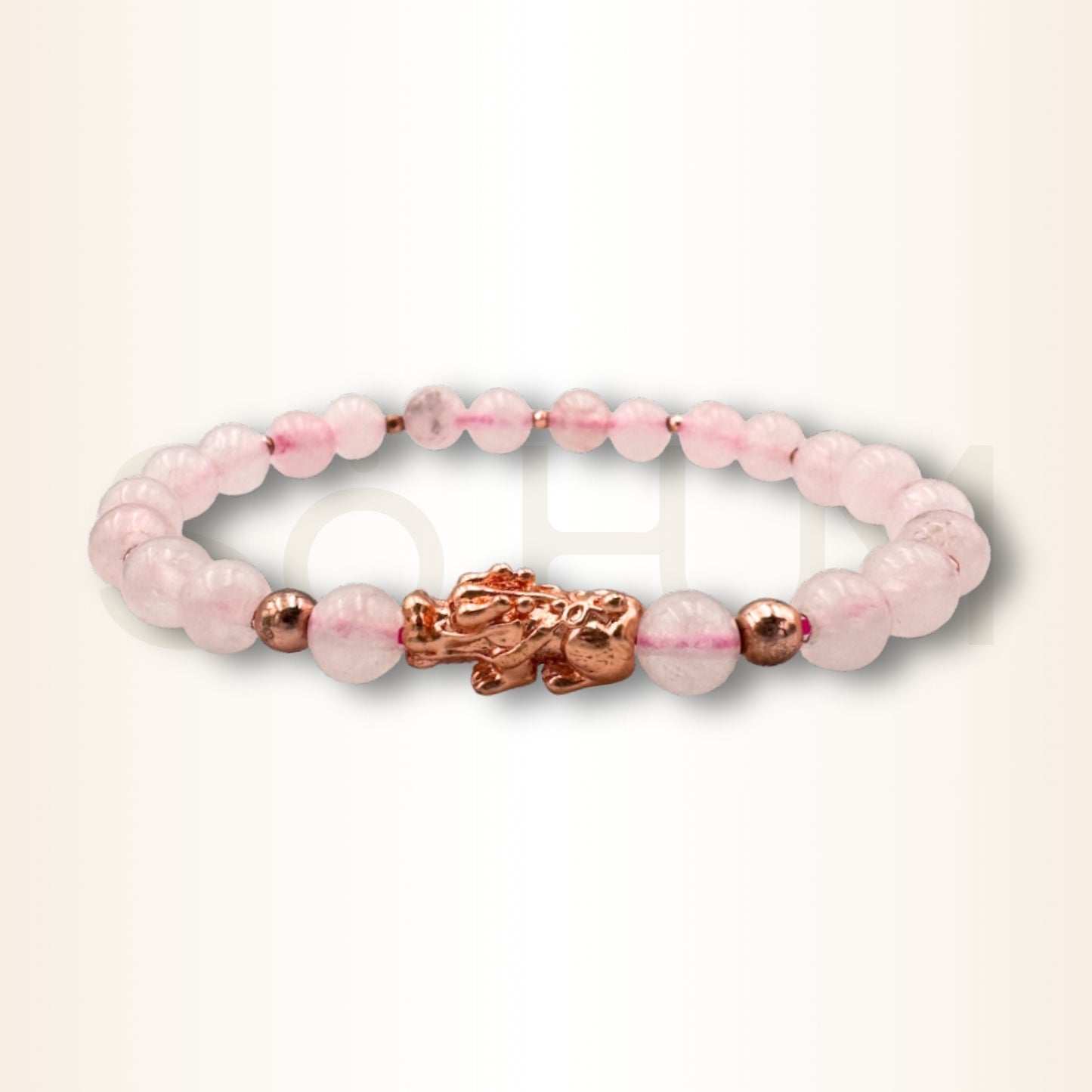 Brățară cu Cuarț Roz și Pi Xiu pentru noroc financiar și noroc în dragoste