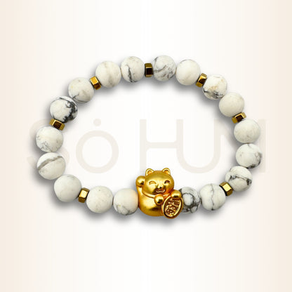 Brățară cu Howlit și Pisica Maneki pentru abundență financiară și noroc