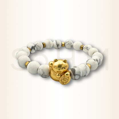 Brățară cu Howlit și Pisica Maneki pentru abundență financiară și noroc