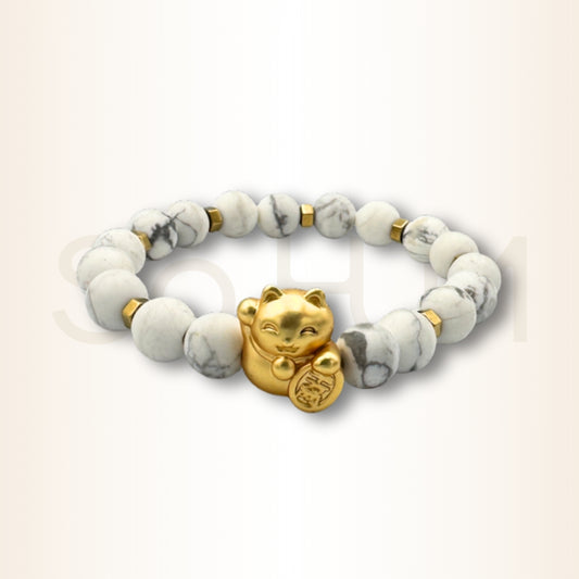 Brățară cu Howlit și Pisica Maneki pentru abundență financiară și noroc