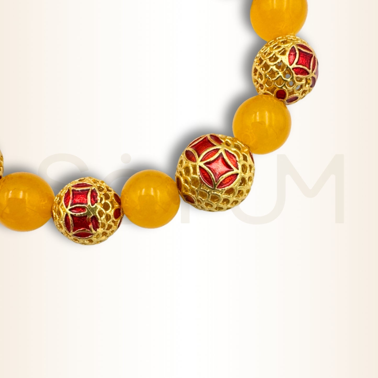 Brățară cu Jad galben și mandala banilor pentru amplificarea bogăției