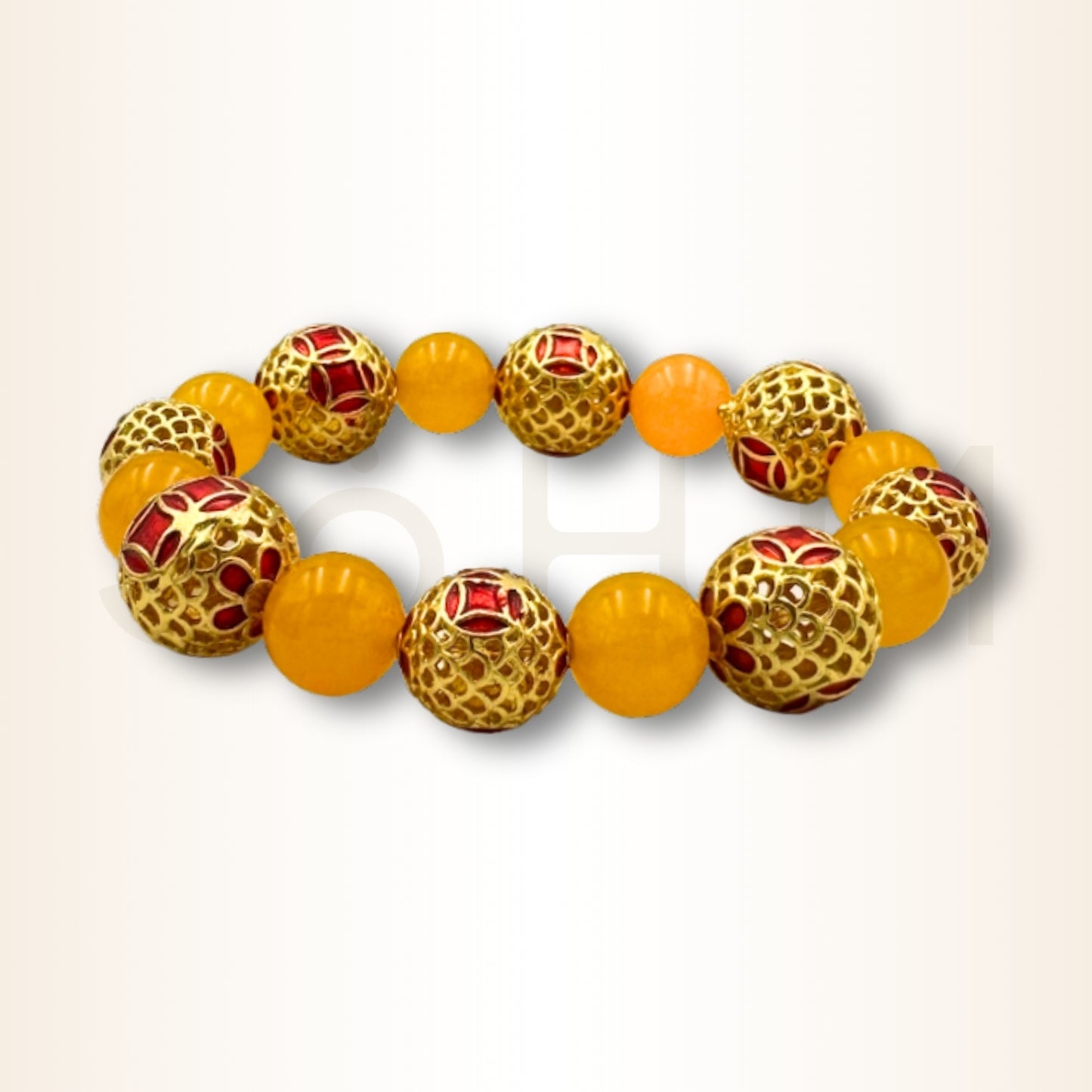 Brățară cu Jad galben și mandala banilor pentru amplificarea bogăției