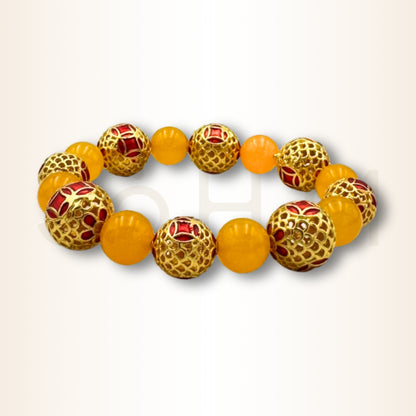 Brățară cu Jad galben și mandala banilor pentru amplificarea bogăției