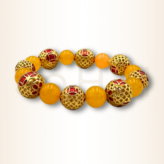 Brățară cu Jad galben și mandala banilor pentru amplificarea bogăției