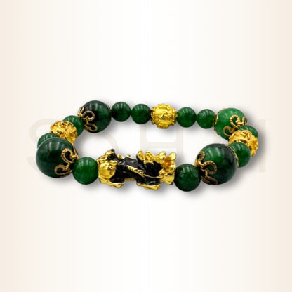 Brățară cu Jad verde și Pi Xiu pentru prosperitate și abundență