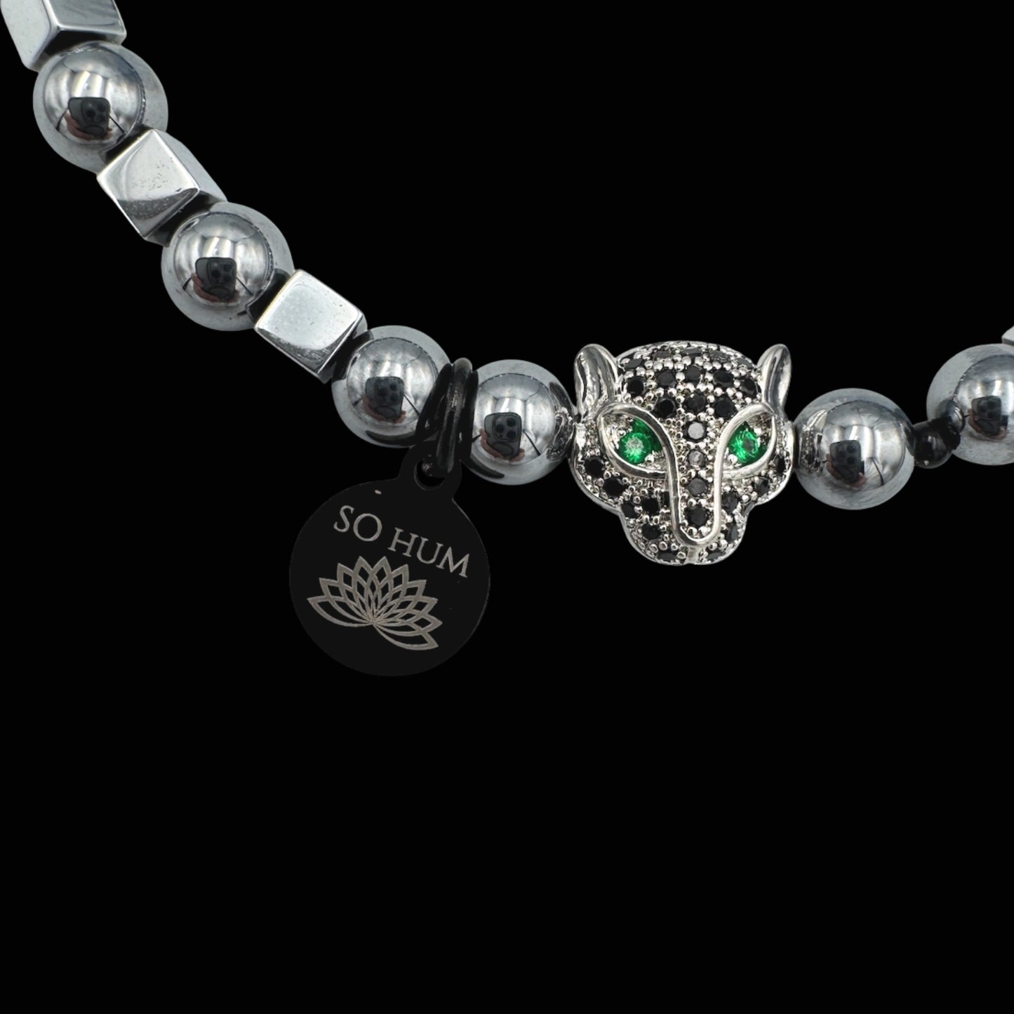 Brățară cu Jaguar (Arhetip Șamanic), Terahertz și Hematit pentru putere și forță