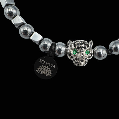 Brățară cu Jaguar (Arhetip Șamanic), Terahertz și Hematit pentru putere și forță