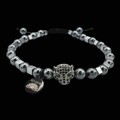 Brățară cu Jaguar (Arhetip Șamanic), Terahertz și Hematit pentru putere și forță