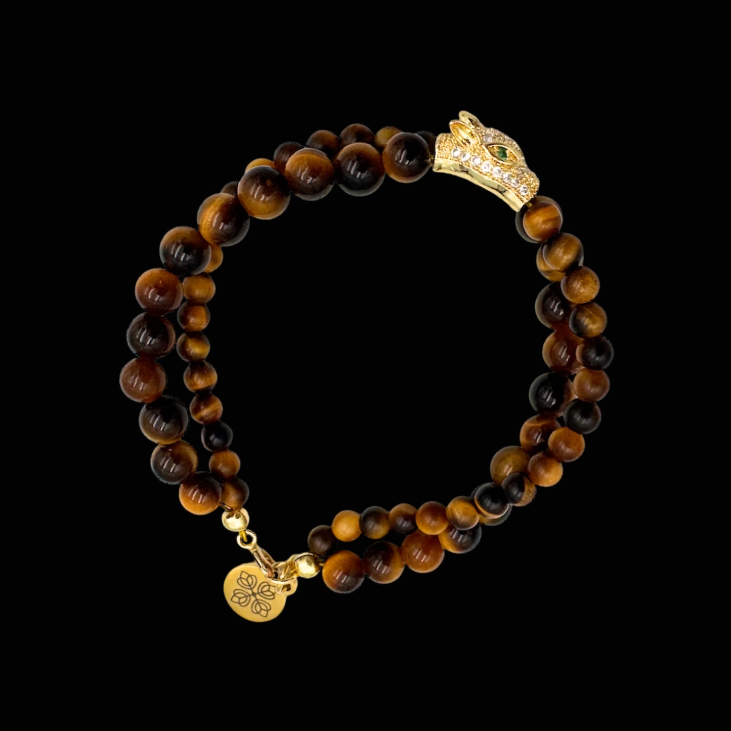 Brățară cu Jaguar (Arhetip Șamanic) și Ochi de Tigru pentru forță și încredere în sine