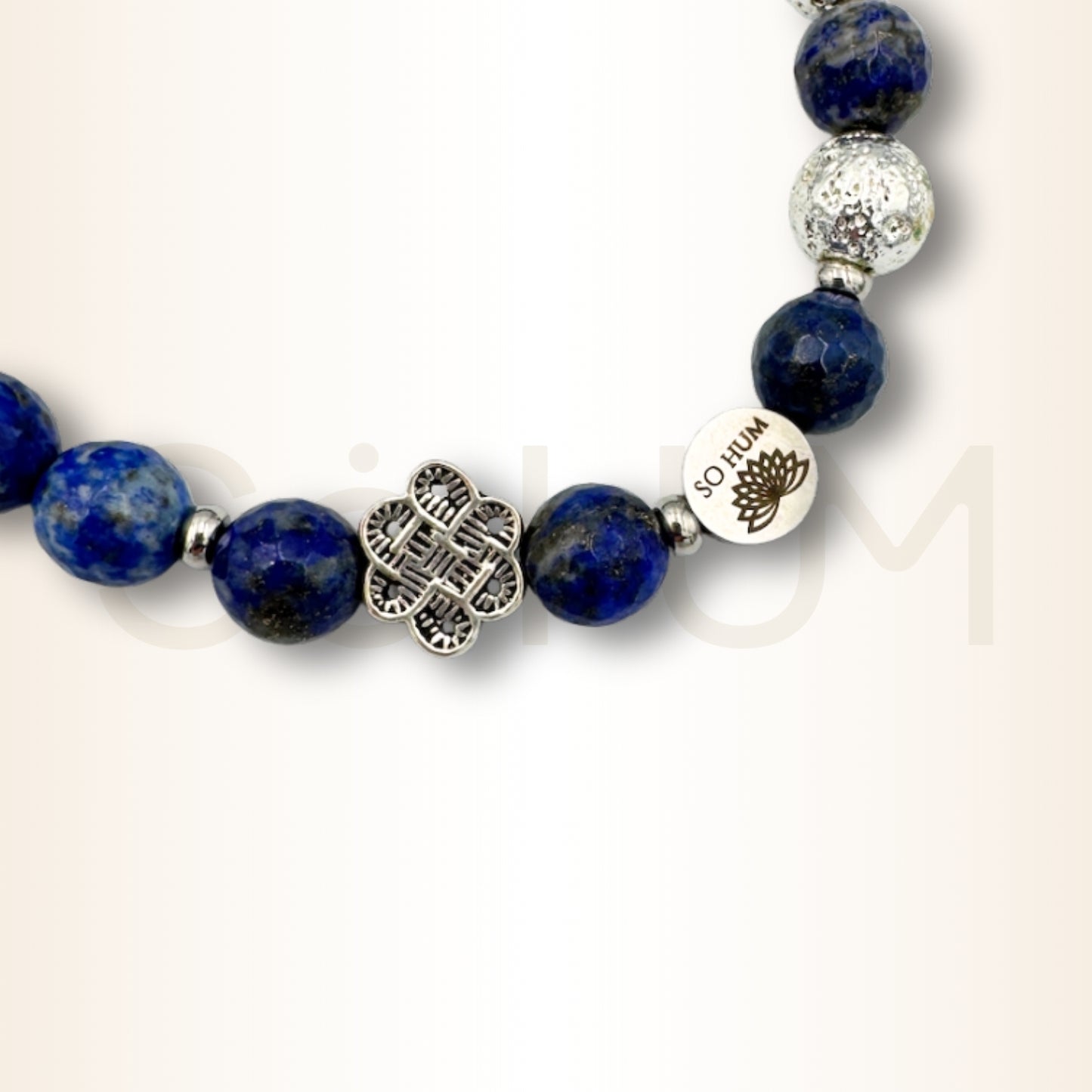 Brățară cu Lapis Lazuli și Nod mistic pentru intuiție și prosperitate