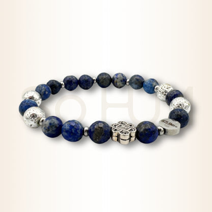 Brățară cu Lapis Lazuli și Nod mistic pentru intuiție și prosperitate