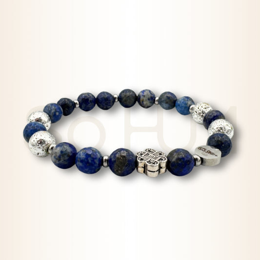 Brățară cu Lapis Lazuli și Nod mistic pentru intuiție și prosperitate