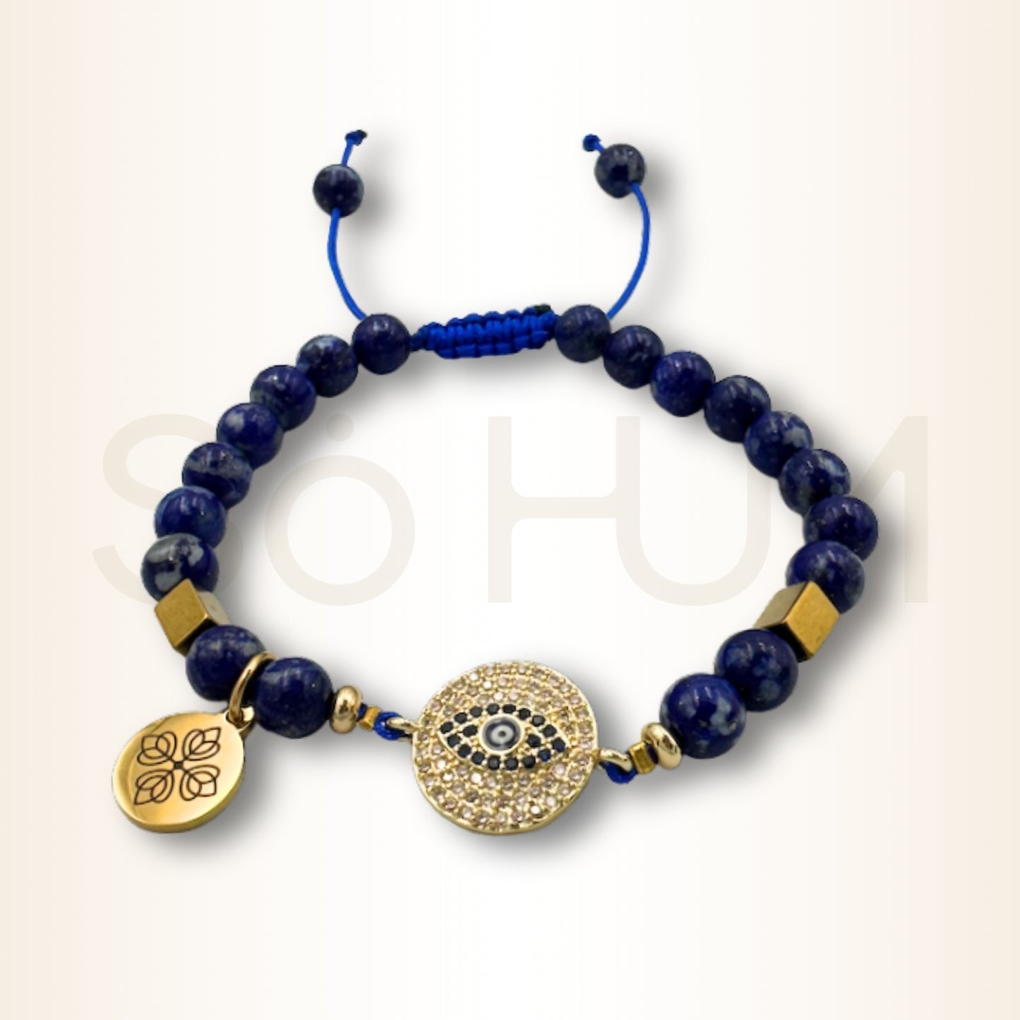 Brățară cu Lapis Lazuli și Ochiul Protecției Divine pentru comunicare și viziune