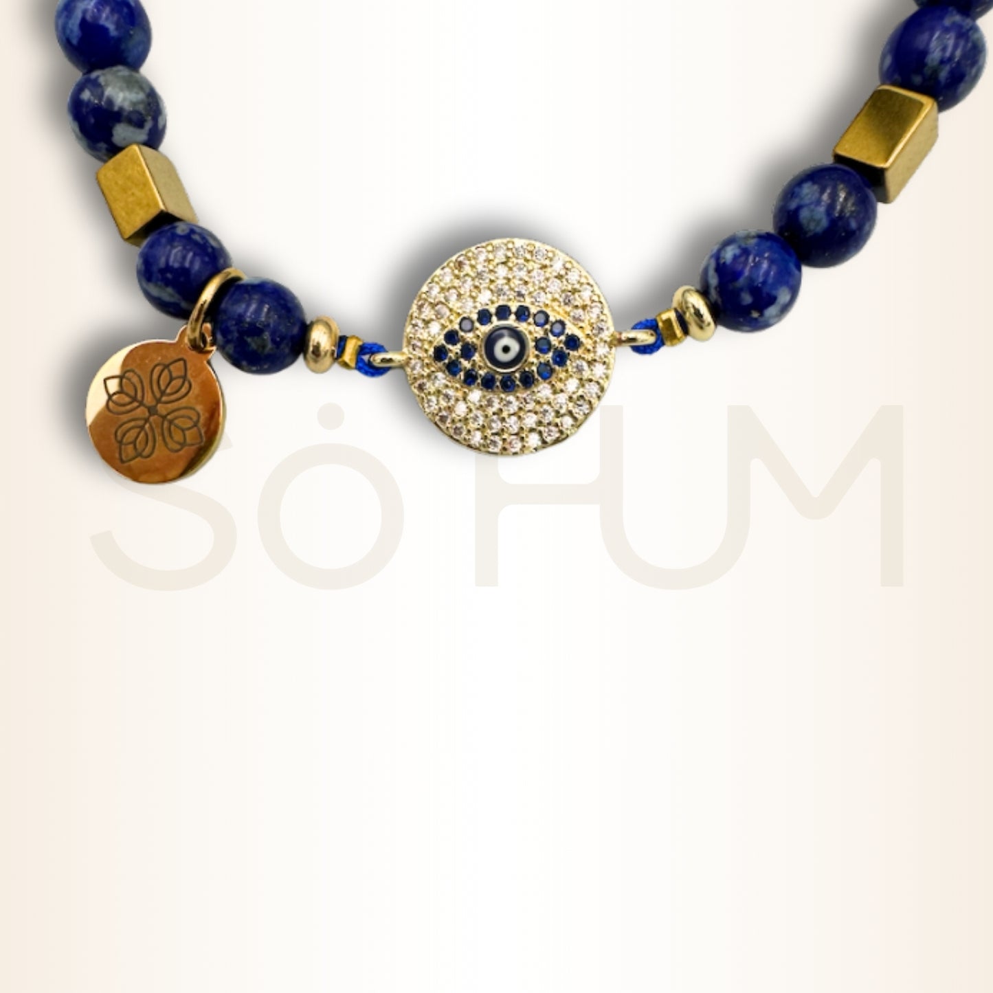 Brățară cu Lapis Lazuli și Ochiul Protecției Divine pentru comunicare și viziune