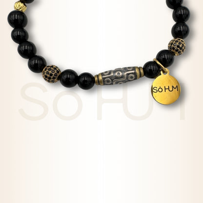 Brățară cu Onix și 9 Ochi dzi pentru activarea norocului Perioadei lui 9