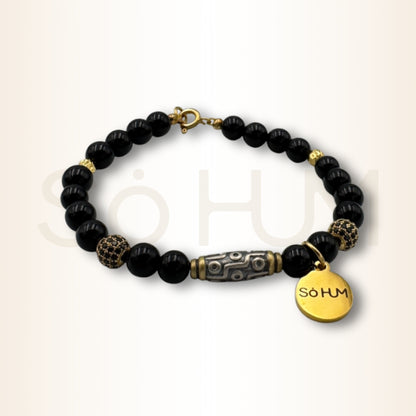 Brățară cu Onix și 9 Ochi dzi pentru activarea norocului Perioadei lui 9
