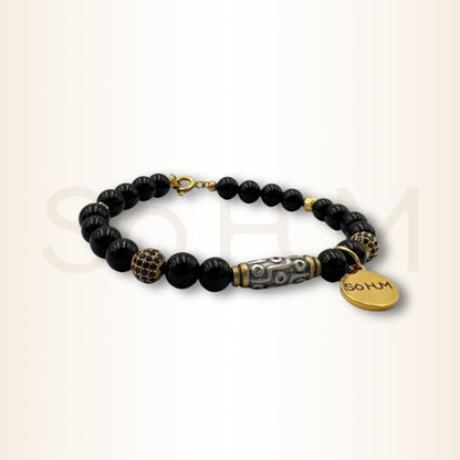 Brățară cu Onix și 9 Ochi dzi pentru activarea norocului Perioadei lui 9