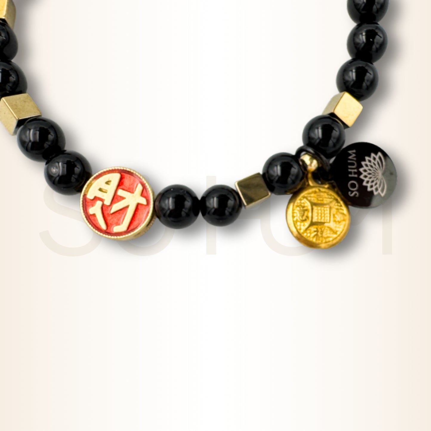 Brățară cu Onix și Mandala banilor pentru protecție și bogăție