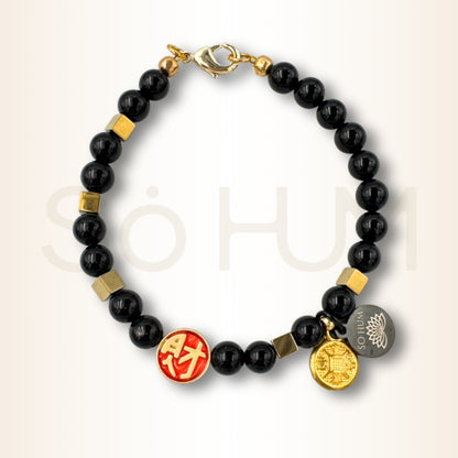 Brățară cu Onix și Mandala banilor pentru protecție și bogăție