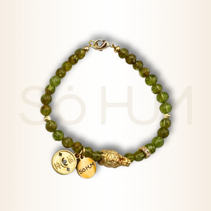 Brățară cu Peridot, mandala banilor și Țestoasa dragon pentru bogăție