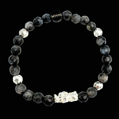 Brățară cu Pi Xiu și Labradorit fațetat pentru creșterea fluxului de bani și a norocului