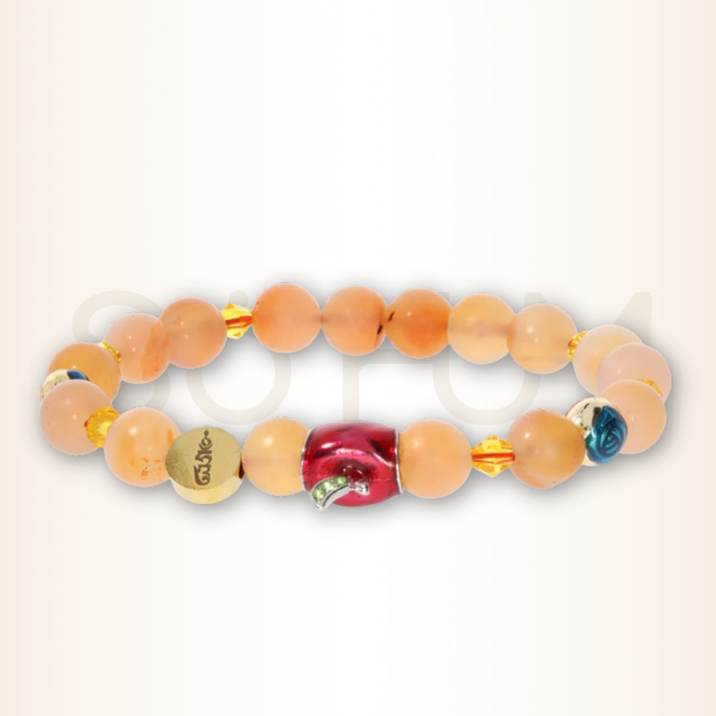 Brățară cu cristale de carneol și Mărul Păcii pentru armonie și respingerea conflictelor