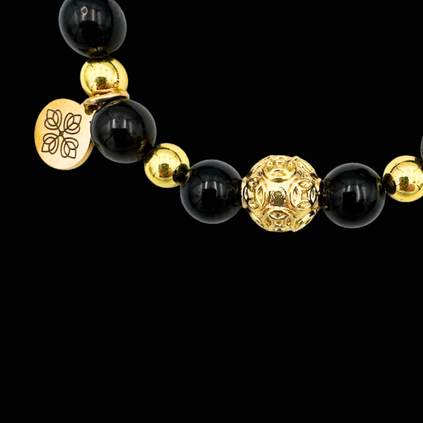 Brățară cu monedele chinezești tradiționale ale prosperității și Onix pentru bogăție și succes financiar