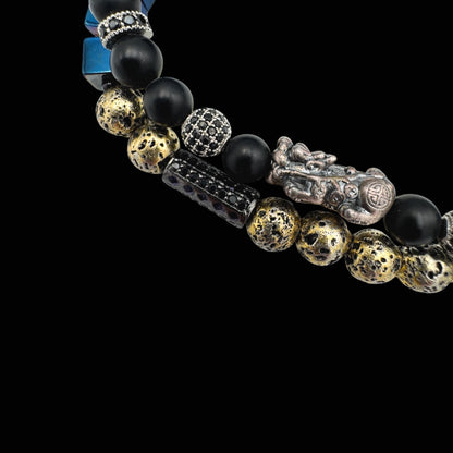 Brățară dublă cu Pi Xiu pentru amplificarea fluxului financiar și protecția banilor