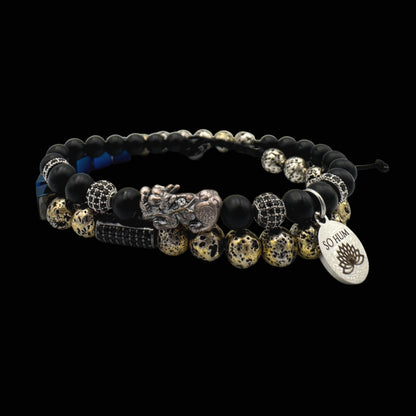 Brățară dublă cu Pi Xiu pentru amplificarea fluxului financiar și protecția banilor