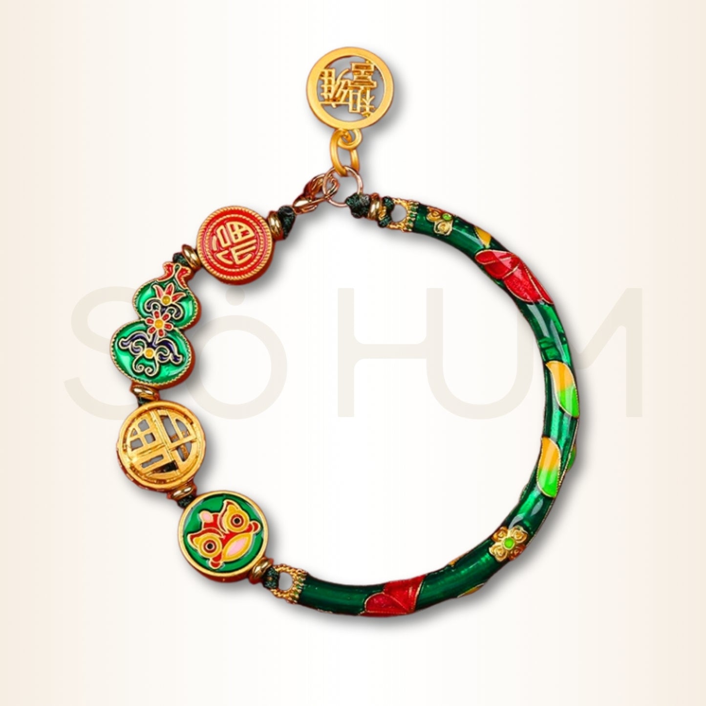 Brățară tibetană cu Wu Lou pentru protecția sănătății și abundență