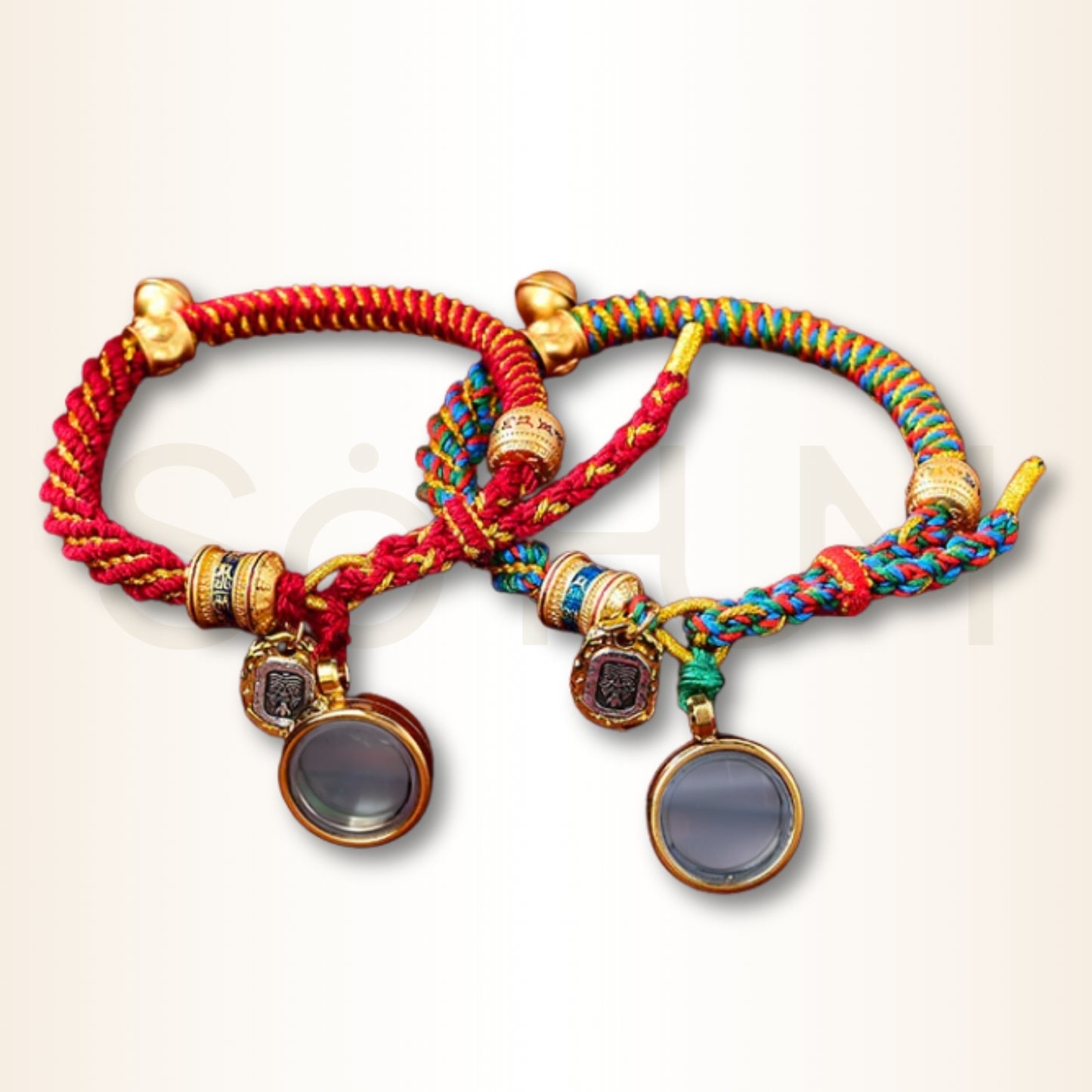 Brățară tibetană cu mantra Om Mani Padme Hum și zeița bogăției Zakiram pentru compasiune și prosperitate