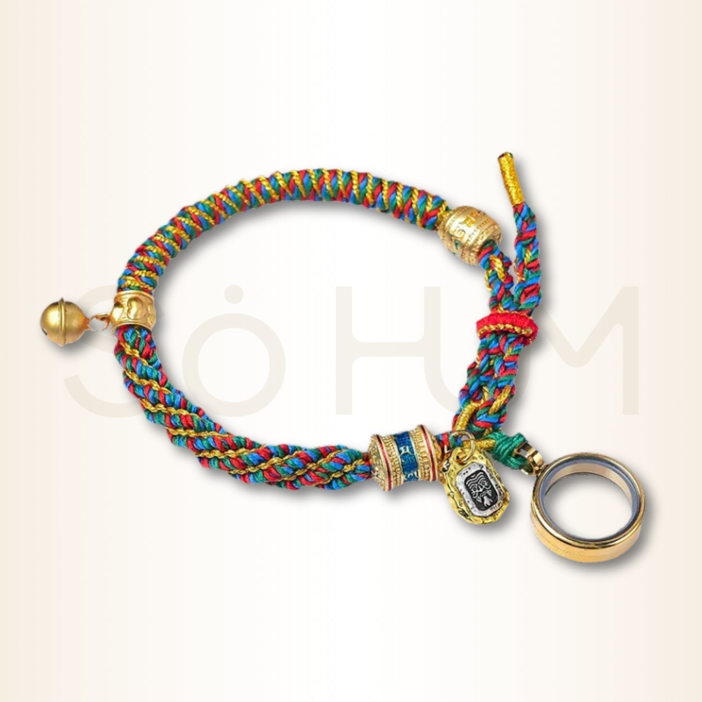 Brățară tibetană cu mantra Om Mani Padme Hum și zeița bogăției Zakiram pentru compasiune și prosperitate