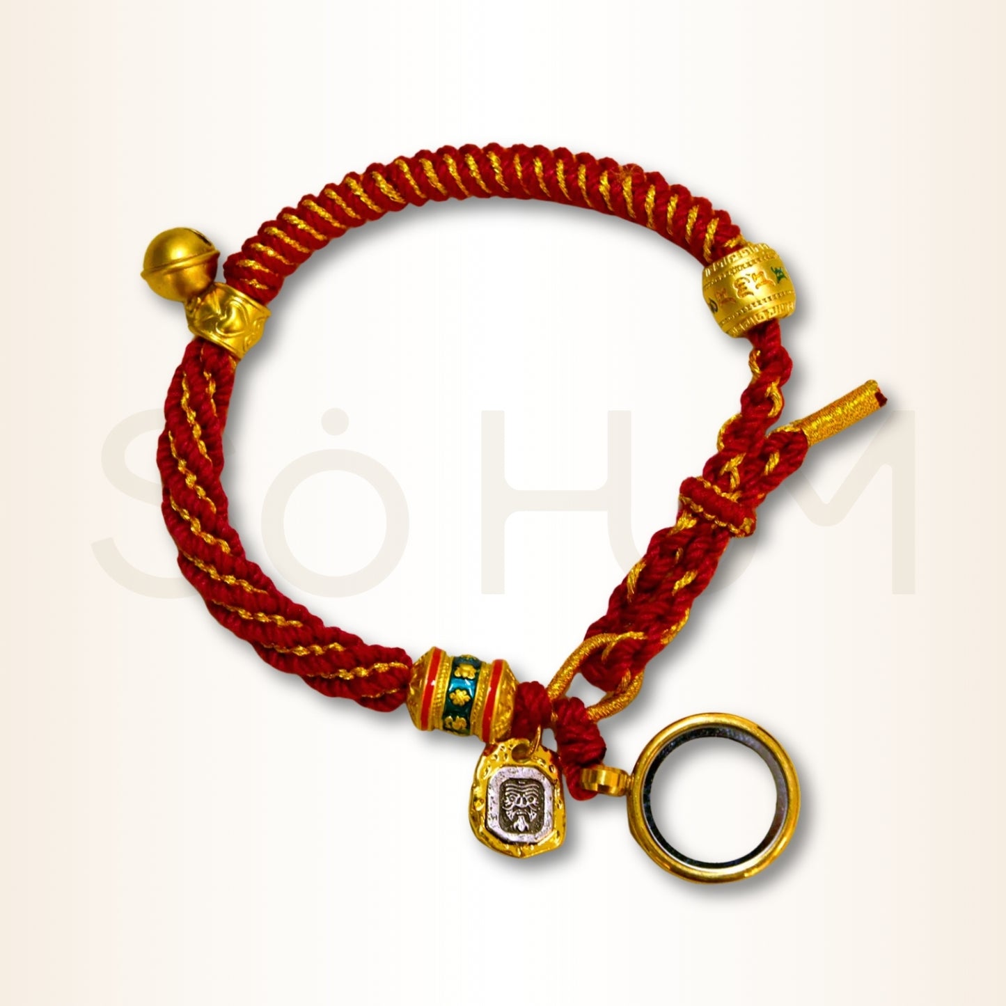 Brățară tibetană cu mantra Om Mani Padme Hum și zeița bogăției Zakiram pentru compasiune și prosperitate