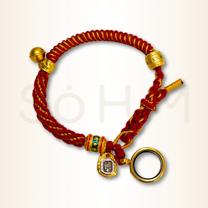 Brățară tibetană cu mantra Om Mani Padme Hum și zeița bogăției Zakiram pentru compasiune și prosperitate