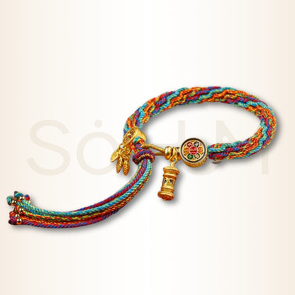 Brățară tibetană cu mantra îndeplinirii dorințelor și mantra Om Mani Padme Hum pentru noroc și protecție