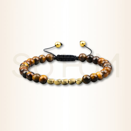 Brățară tibetană cu piramide din cupru și cristale naturale pentru abundență și putere