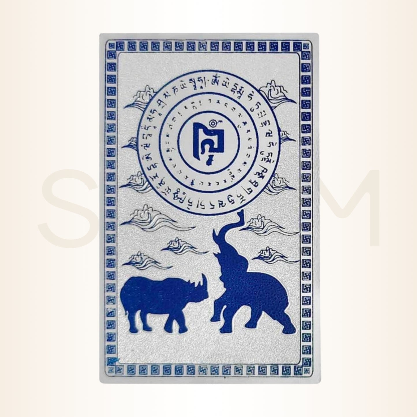 Card cu Rinocer si Elefant albastru împotriva furturilor și trădărilor
