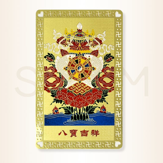 Card cu 8 simboluri tibetane - pentru viață împlinită și bunăstare