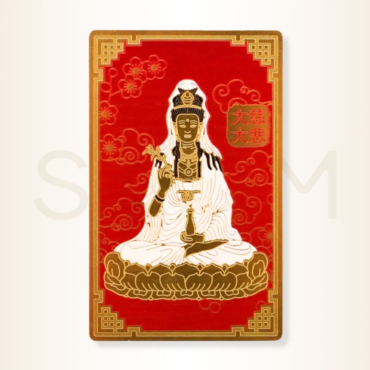 Card cu Kwan Yin pe lotus - pentru protecție împotriva accidentelor și vătămărilor