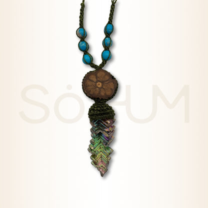 Colier cu Lemn de Ayahuasca și Bismut pentru transformare, claritate mentală și aliniere interioară