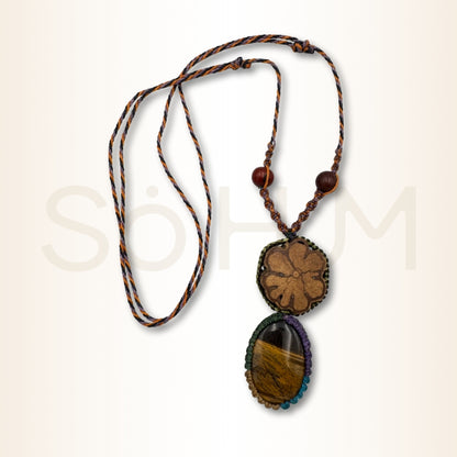 Colier cu Lemn de Ayahuasca și Ochi de Tigru pentru protecție, încredere și forță personală