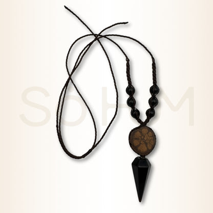 Colier cu Lemn de Ayahuasca și Onix pentru protecție, stăpânire de sine și stabilitate emoțională