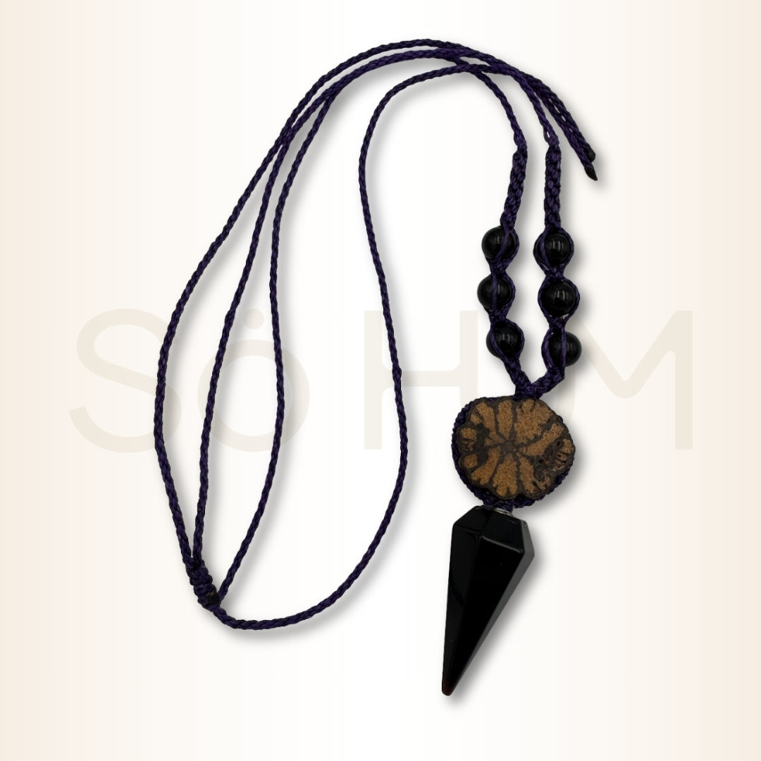 Colier cu Lemn de Ayahuasca și Onix pentru protecție, stăpânire de sine și stabilitate emoțională