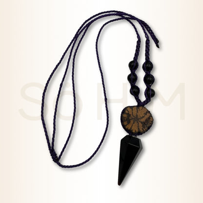 Colier cu Lemn de Ayahuasca și Onix pentru protecție, stăpânire de sine și stabilitate emoțională
